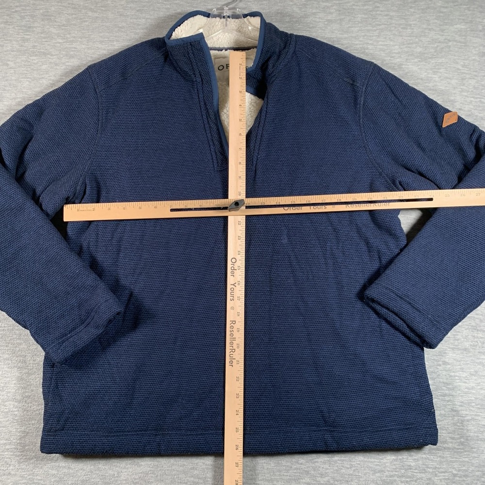 Orvis Sweater Mens Large Blue Waffle Fleece Quarter Zip Sherpa Lined Pullover - Picture 5 of 10